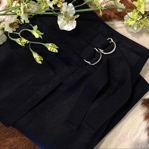 Navy Blue A-line skirt with buckle detail